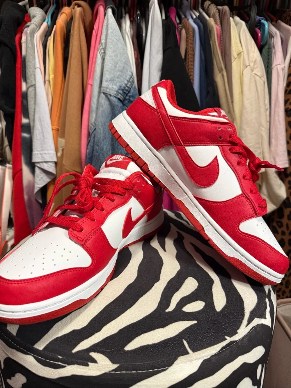 Nike Red and White Low-Top Sneakers